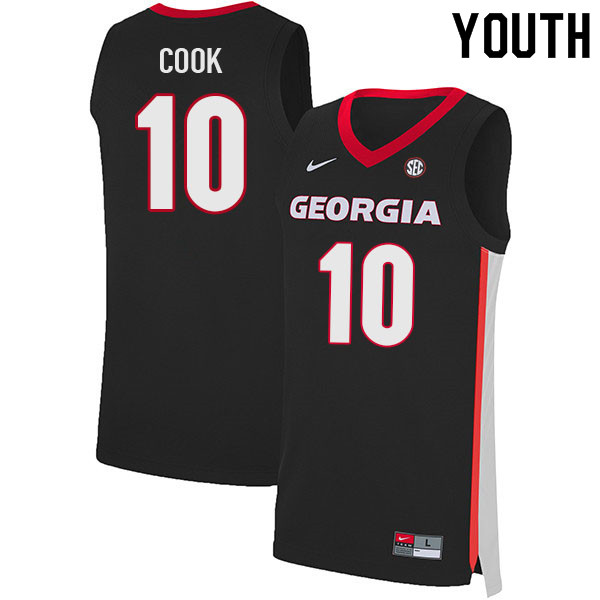Youth #10 Aaron Cook Georgia Bulldogs College Basketball Jerseys Sale-Black